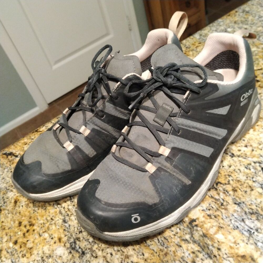 Oboz Arete Low B Dry Raven Black Pink Waterproof Hiking Shoes Women’s Sz 9.5